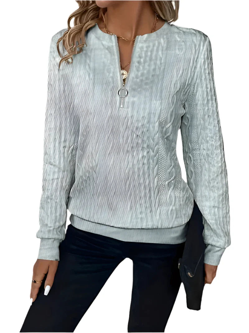 Basic Zip Sweater til kvinder - Langærmet sweater med lynlås til afslappet hverdagsbrug