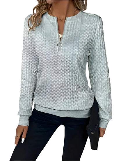 Basic Zip Sweater til kvinder - Langærmet sweater med lynlås til afslappet hverdagsbrug