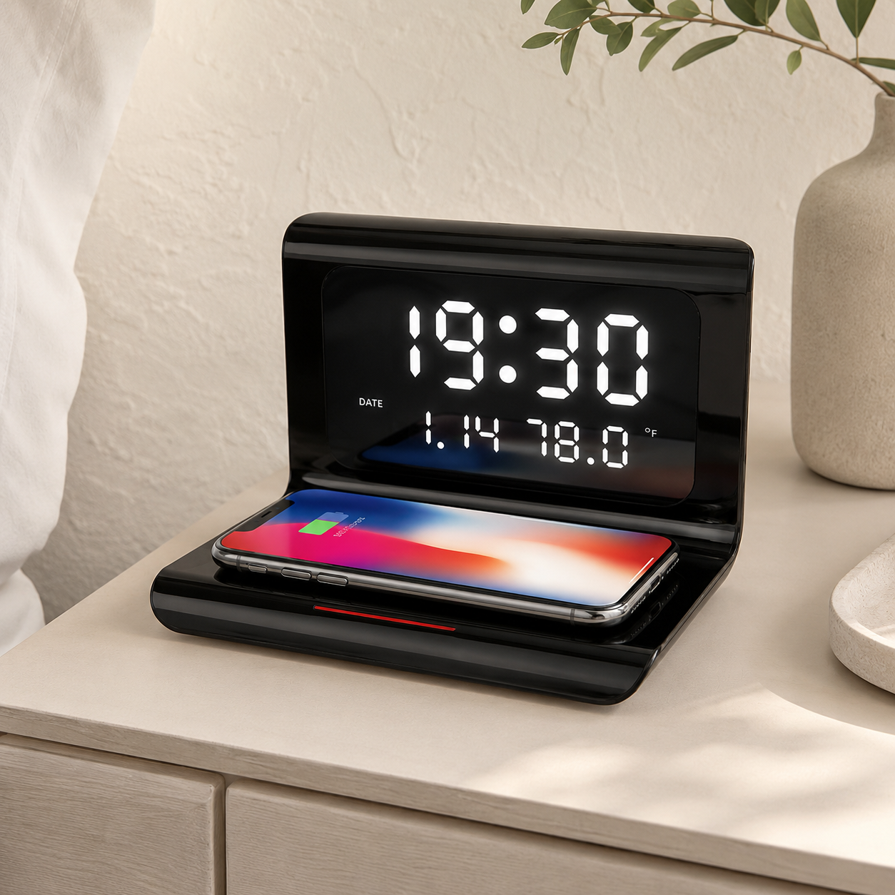Estación de carga inalámbrica – Negra, diseño compacto 3 en 1 para smartphone, reloj inteligente y auriculares