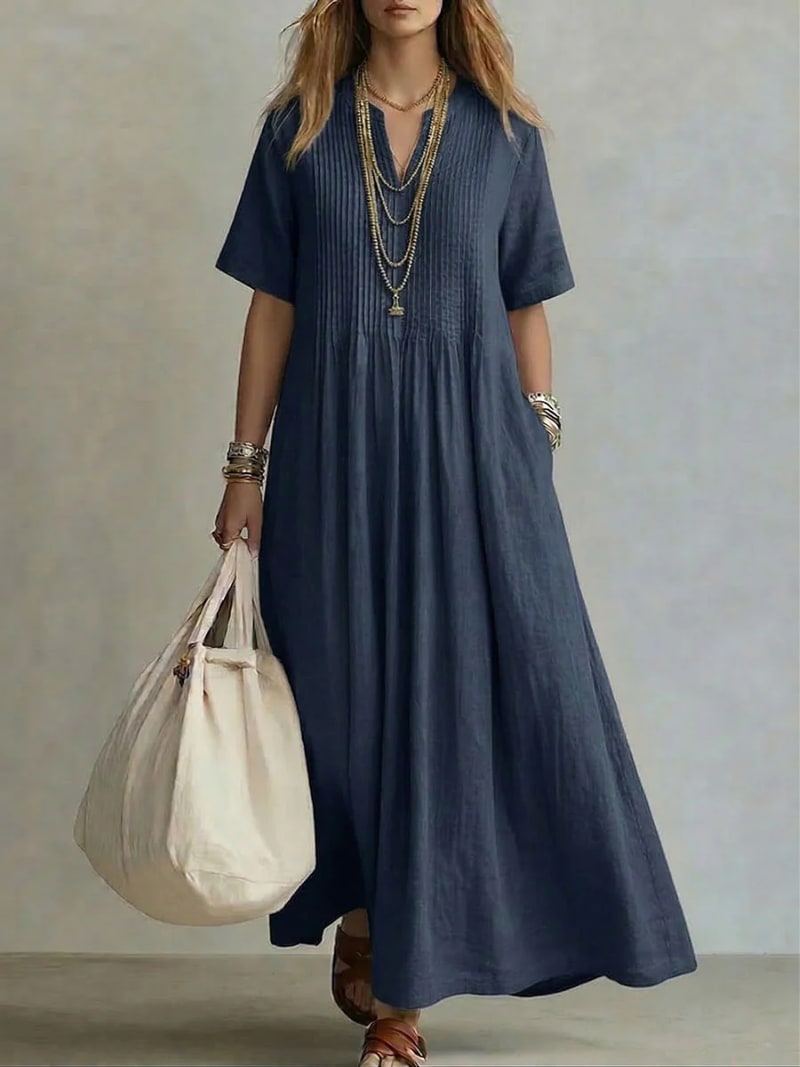Fay Pleated Linen Maxi Dress_7