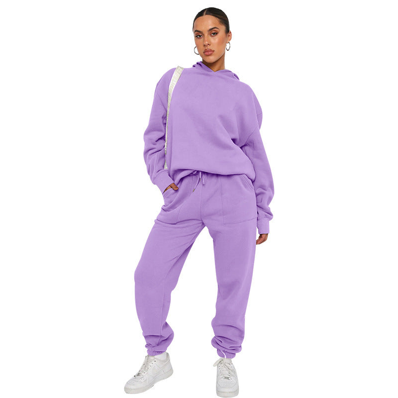 Ladies Two-piece Tracksuit - Hoodie and Jogging Pants Set, for Sports, Home and Gym
