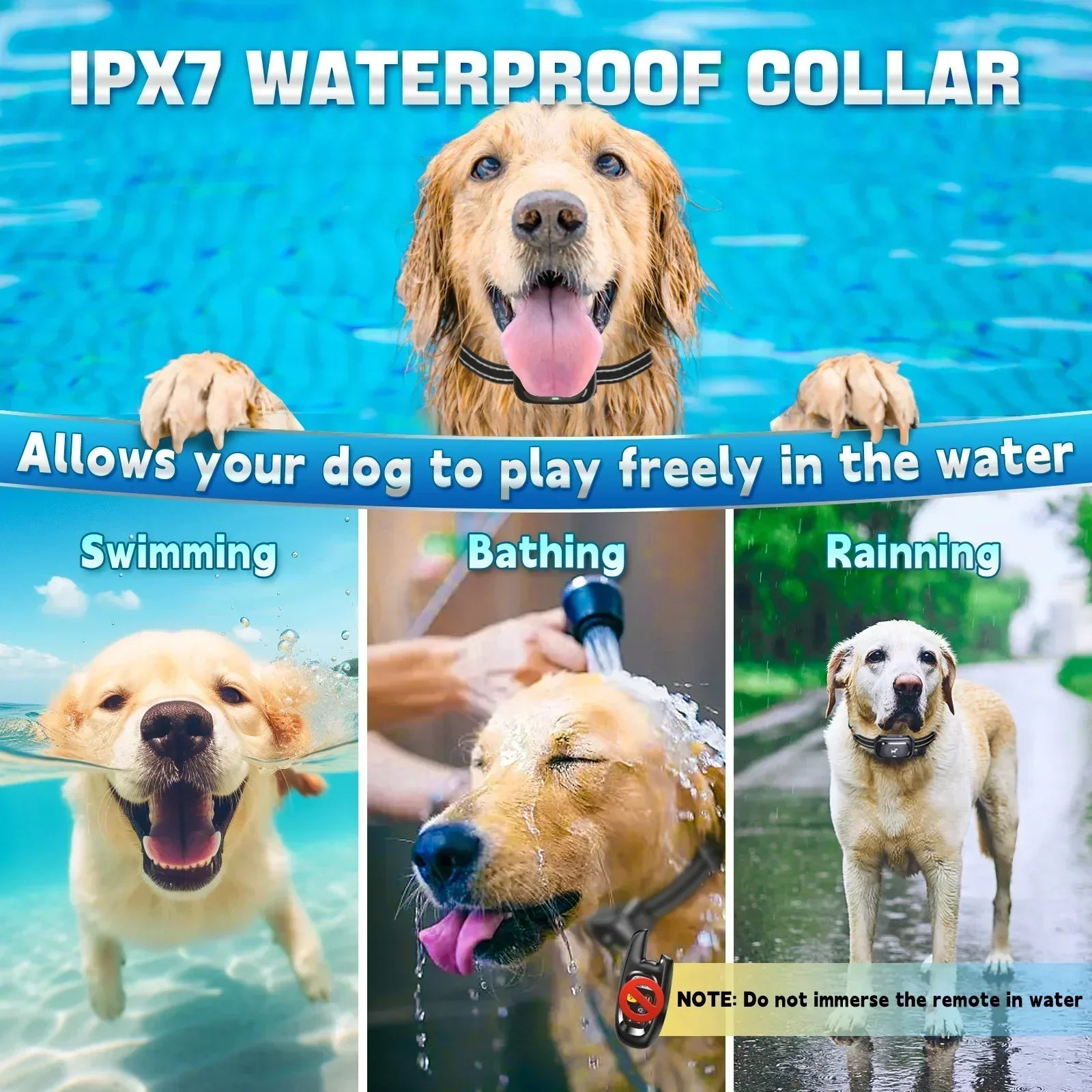 Remote-Controlled Dog Training Collar – Waterproof, with Sound, Vibration, and Shock Functions for Effective Training Up to 1,600 ft