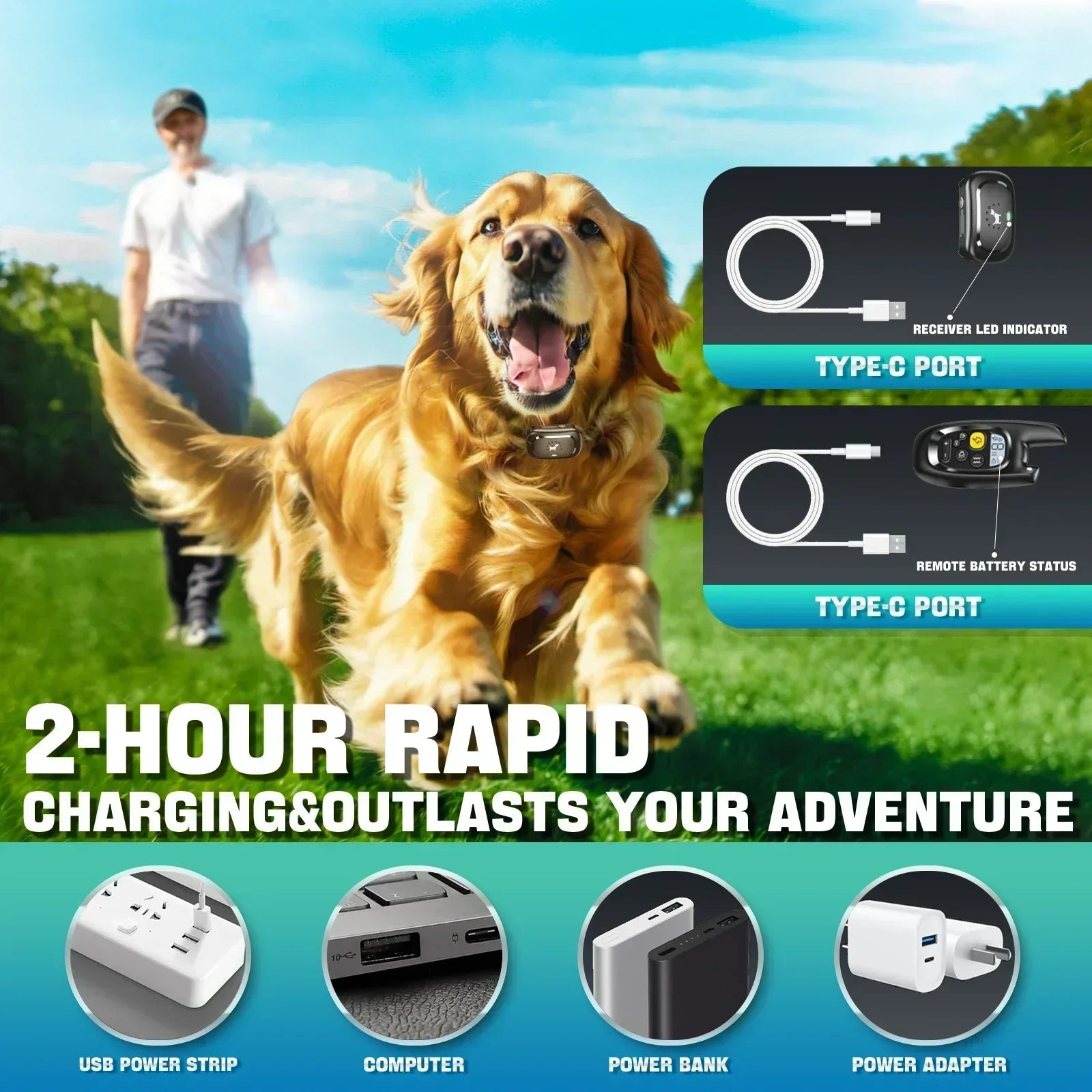 Remote-Controlled Dog Training Collar – Waterproof, with Sound, Vibration, and Shock Functions for Effective Training Up to 1,600 ft