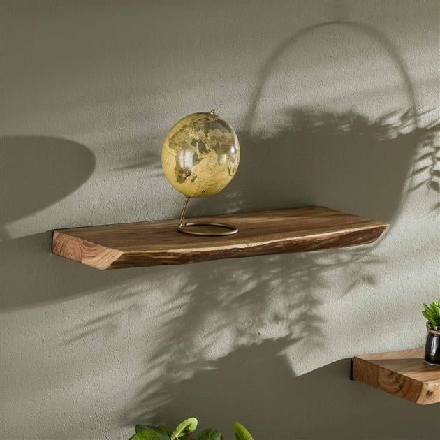 Wall Shelf – Acacia Wood with Black Steel Frame, Industrial Design for the Living Room or Bedroom