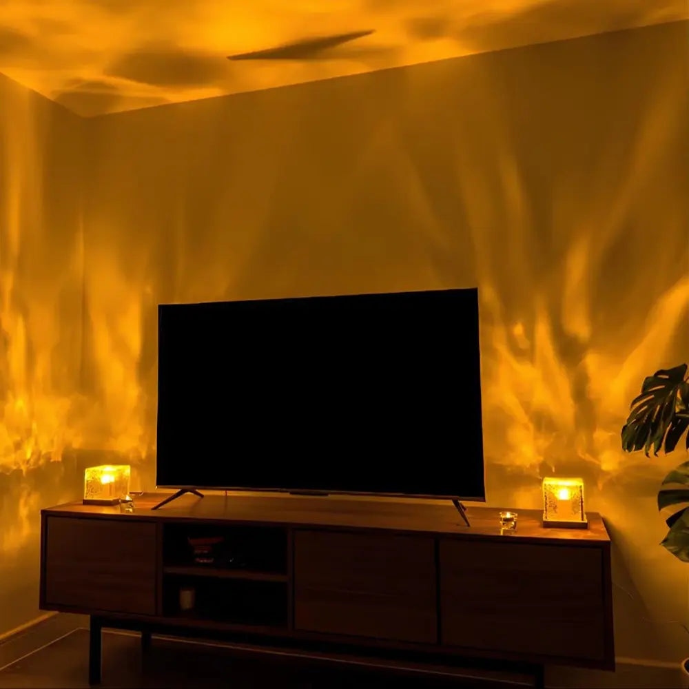 Aurora Borealis Lamp – Wooden Base, Colorful Cube for Bedroom or Living Room Decoration