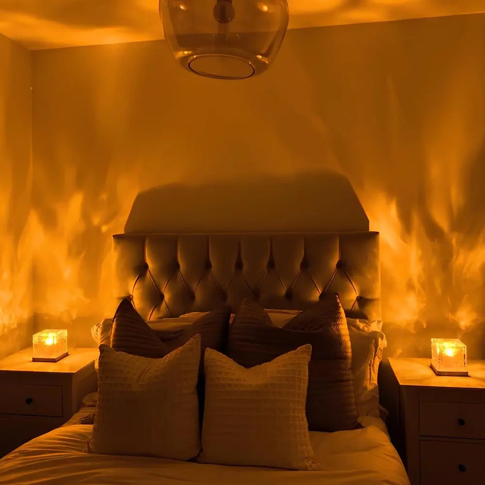 Aurora Borealis Lamp – Wooden Base, Colorful Cube for Bedroom or Living Room Decoration