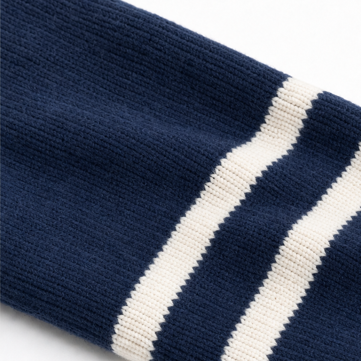 Dame Hoodie med Lynlås – Strikket Drop-Shoulder og Stribede Ærmer