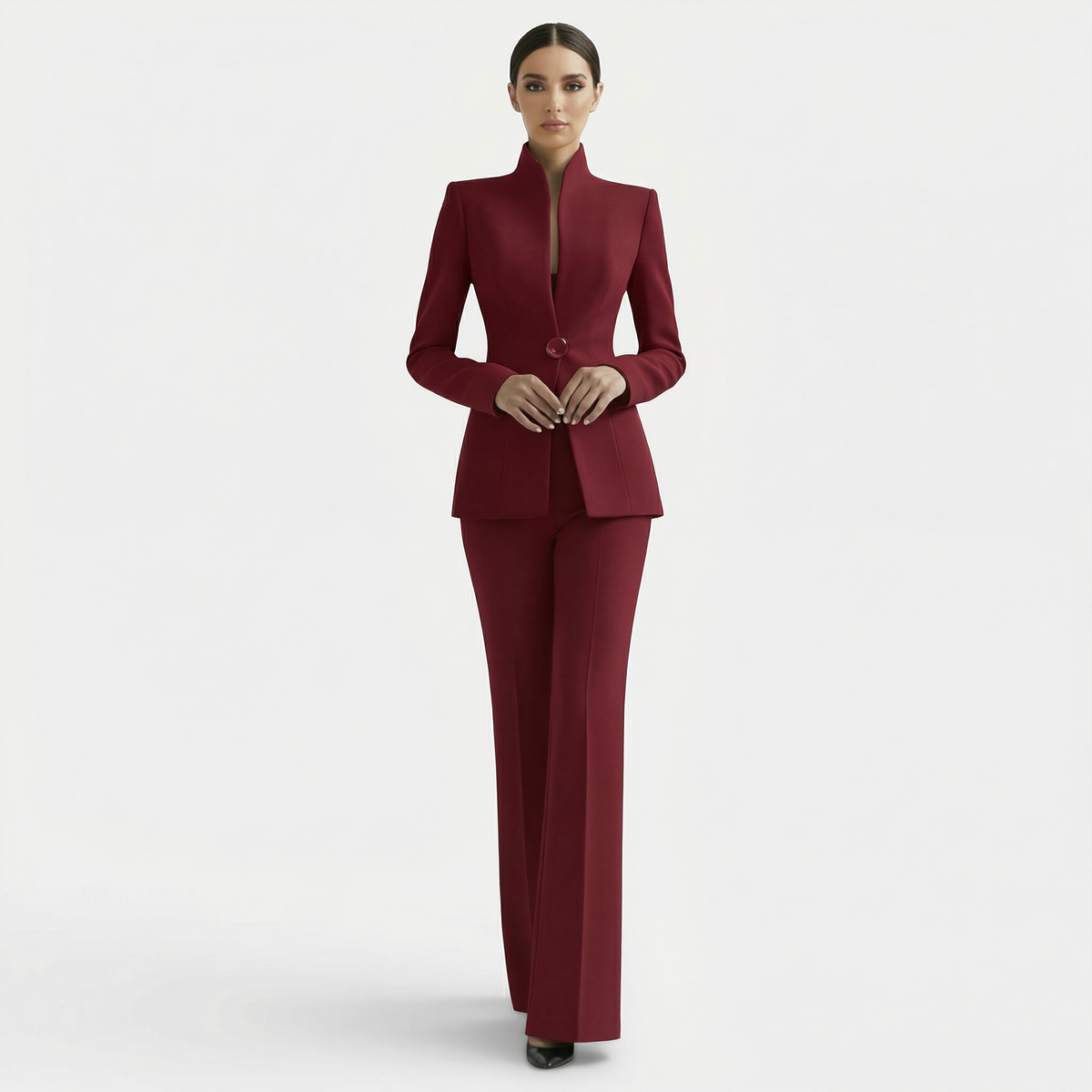 Dame Buksedragt – Blazer og Bukser i Elegant Snit