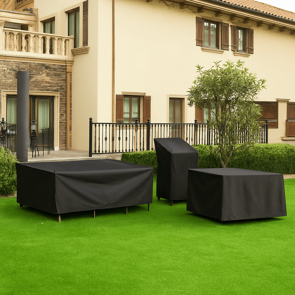 Waterproof Garden Furniture Cover – Black Polyester, UV-Resistant for Protection in All Seasons