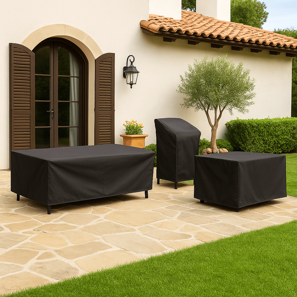 Waterproof Garden Furniture Cover – Black Polyester, UV-Resistant for Protection in All Seasons