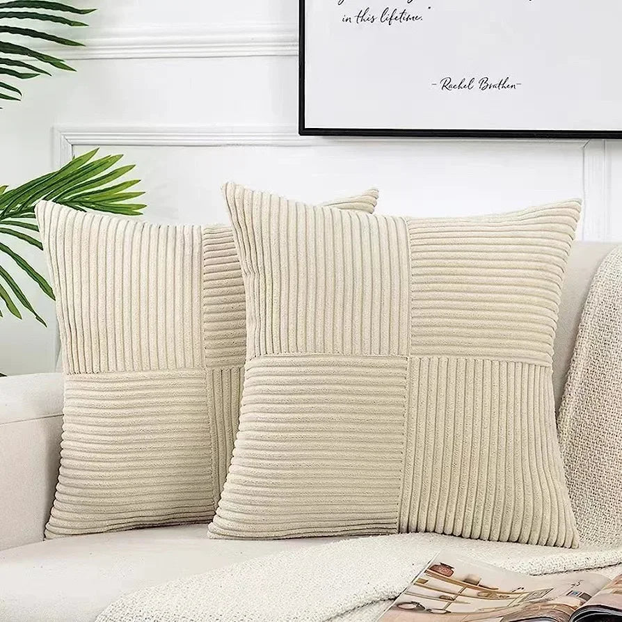 Corduroy Pillow Set – Soft Beige, Timeless Design for Living Room or Bedroom