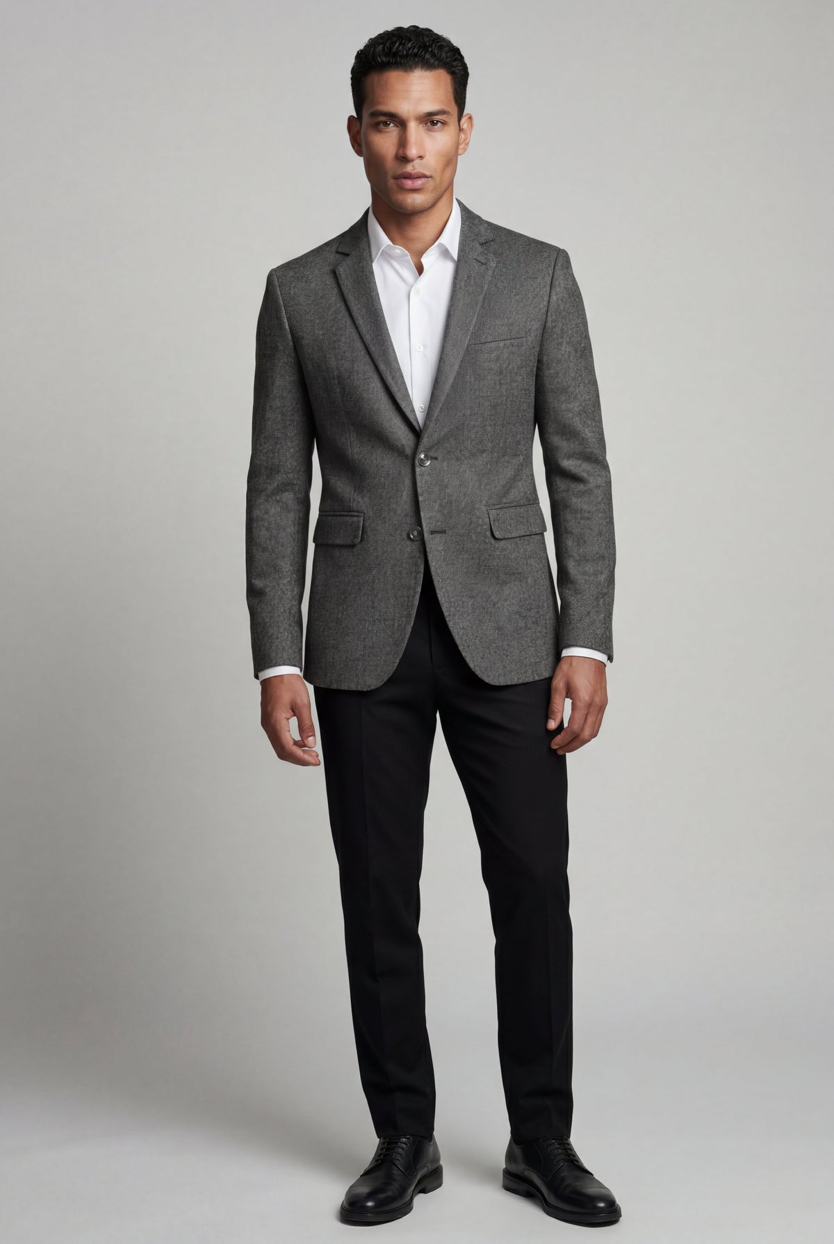 Gray Slim Tailored Single-breasted Formal Blazer - Formal blazers - Photo 1