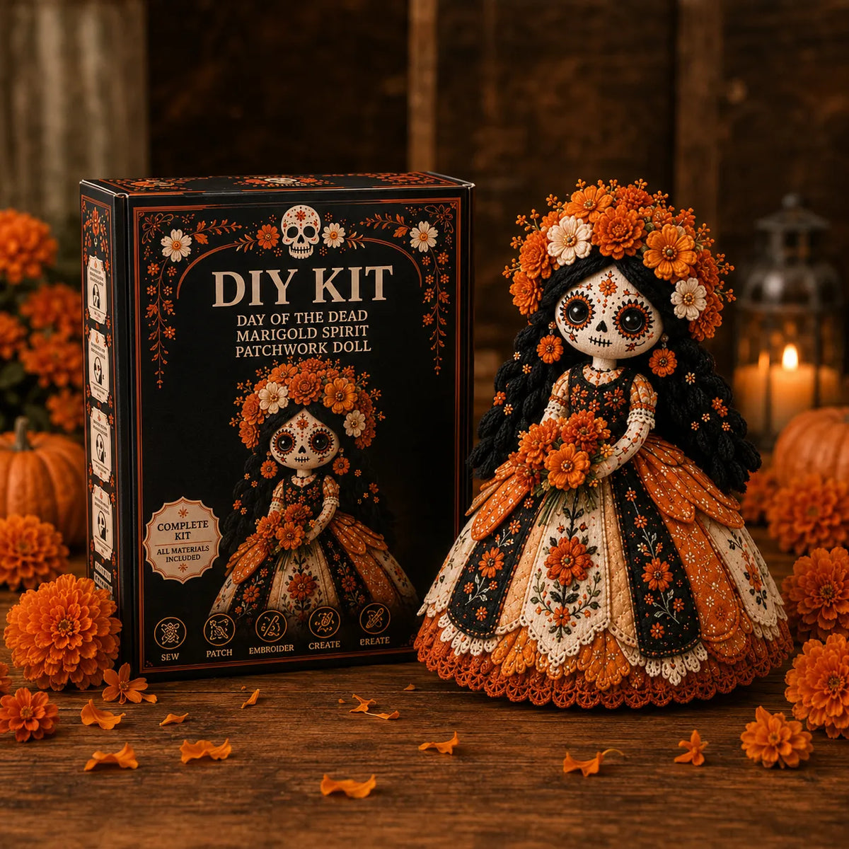 Day of the Dead Patchwork Dukke Hobbysæt til Begyndere