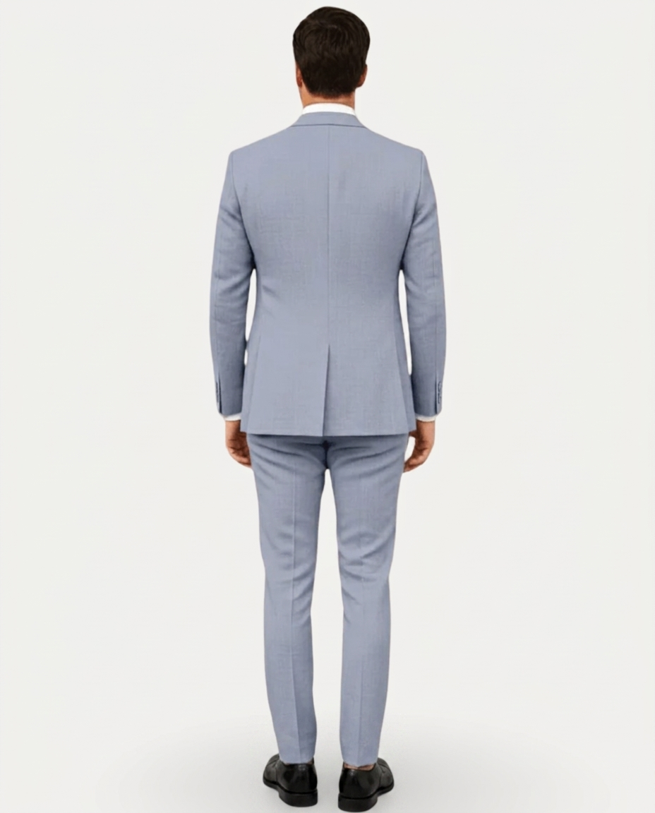 Herre Jakkesæt Slim Fit i Let Hør - Enradet med To Knapper