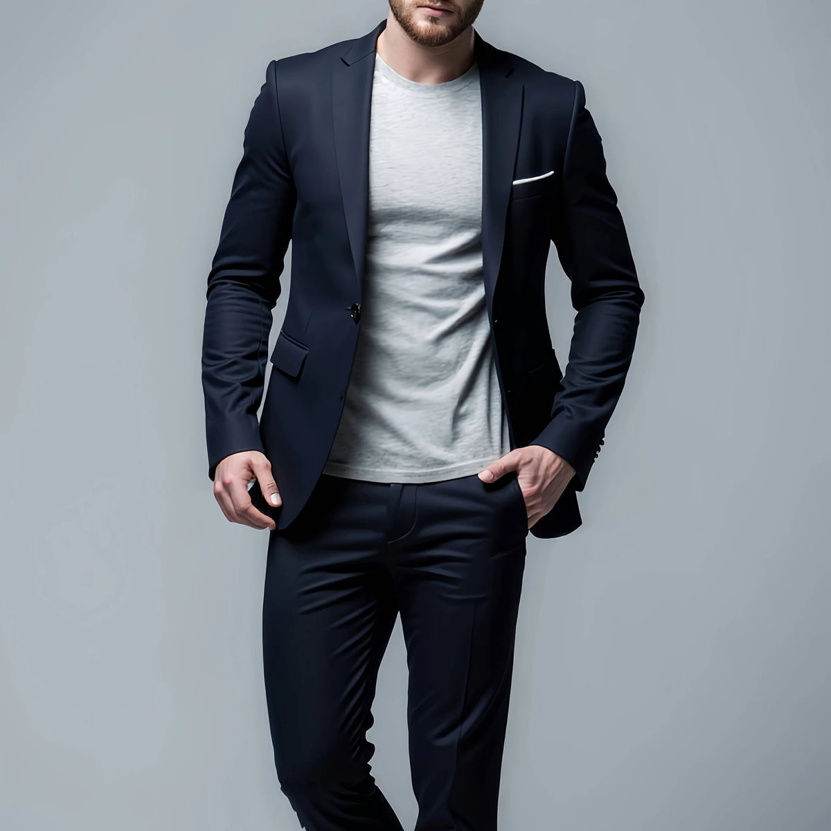Herre Slim Fit Jakkesæt – Business-Casual Blazer og Bukser