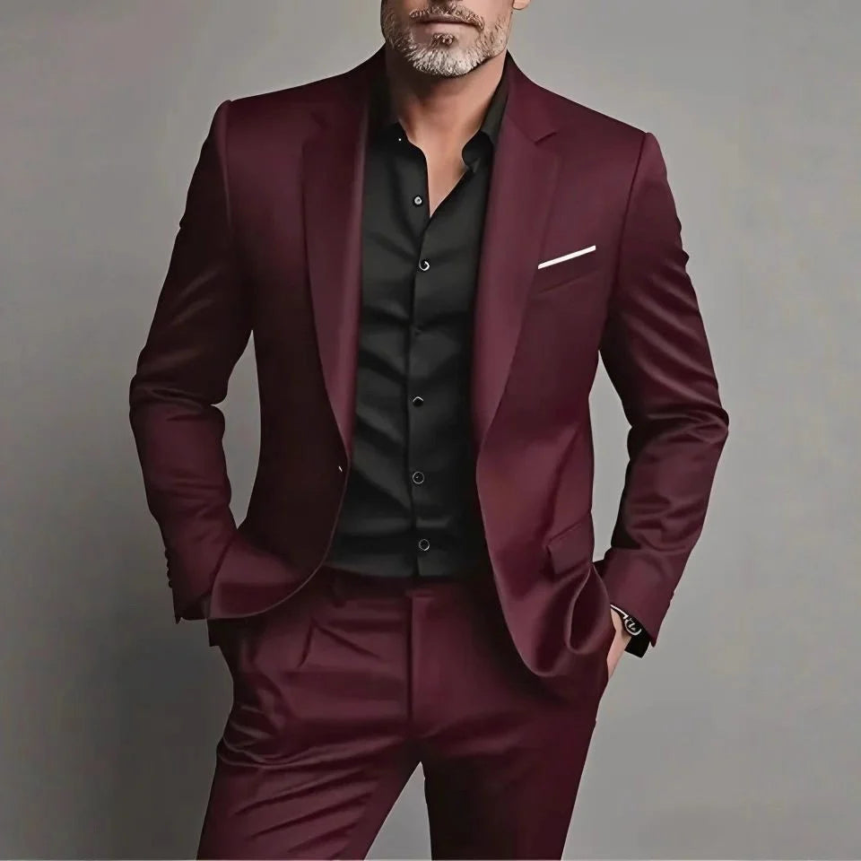 Herre Slim Fit Jakkesæt – Business-Casual Blazer og Bukser