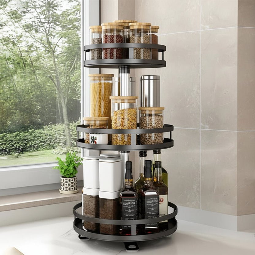 Roterende Opbevaringsholder 3 Niveauer i Metal – 360° Drejbar