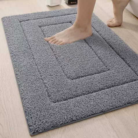 Mikrofiber Bademåtte – Antiskrid, Blød Blå til Badeværelse eller Brusekabine