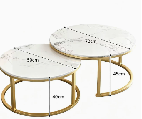 Rund Sidebord – Hvid Marmor med Gyldne Accenter til Moderne Stueindretning