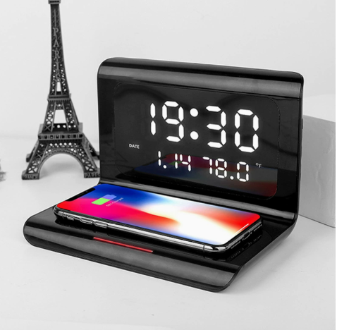 Estación de carga inalámbrica – Negra, diseño compacto 3 en 1 para smartphone, reloj inteligente y auriculares