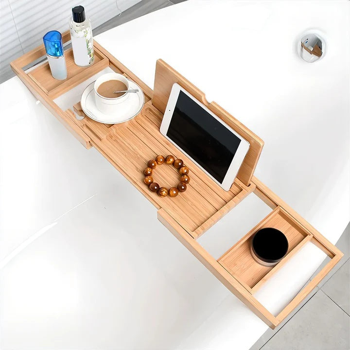Bamboo Bathtub Caddy – Extendable, Natural Wood for Luxurious Bath Experience at Home