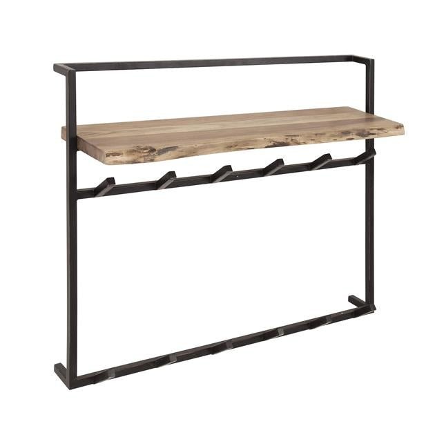 Industrial-Style Wall Coat Rack – Solid Acacia Wood with Black Metal Hooks for the Entryway or Living Room