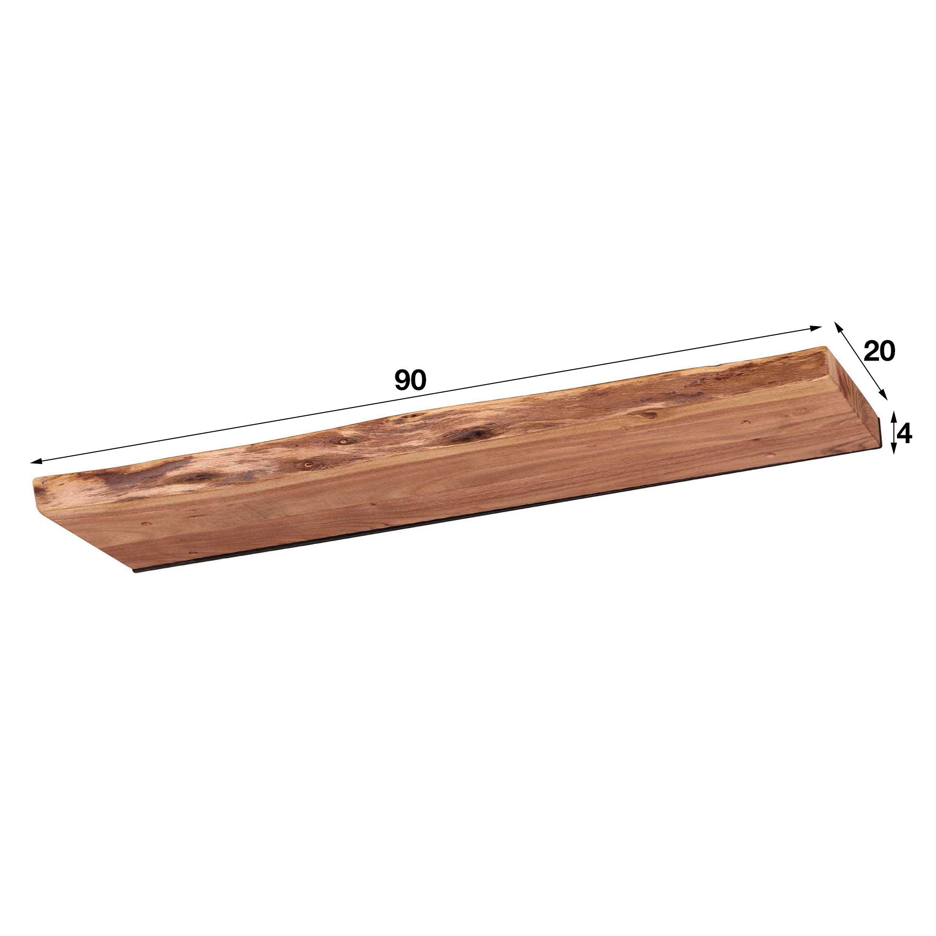 Wall Shelf – Acacia Wood with Black Steel Frame, Industrial Design for the Living Room or Bedroom