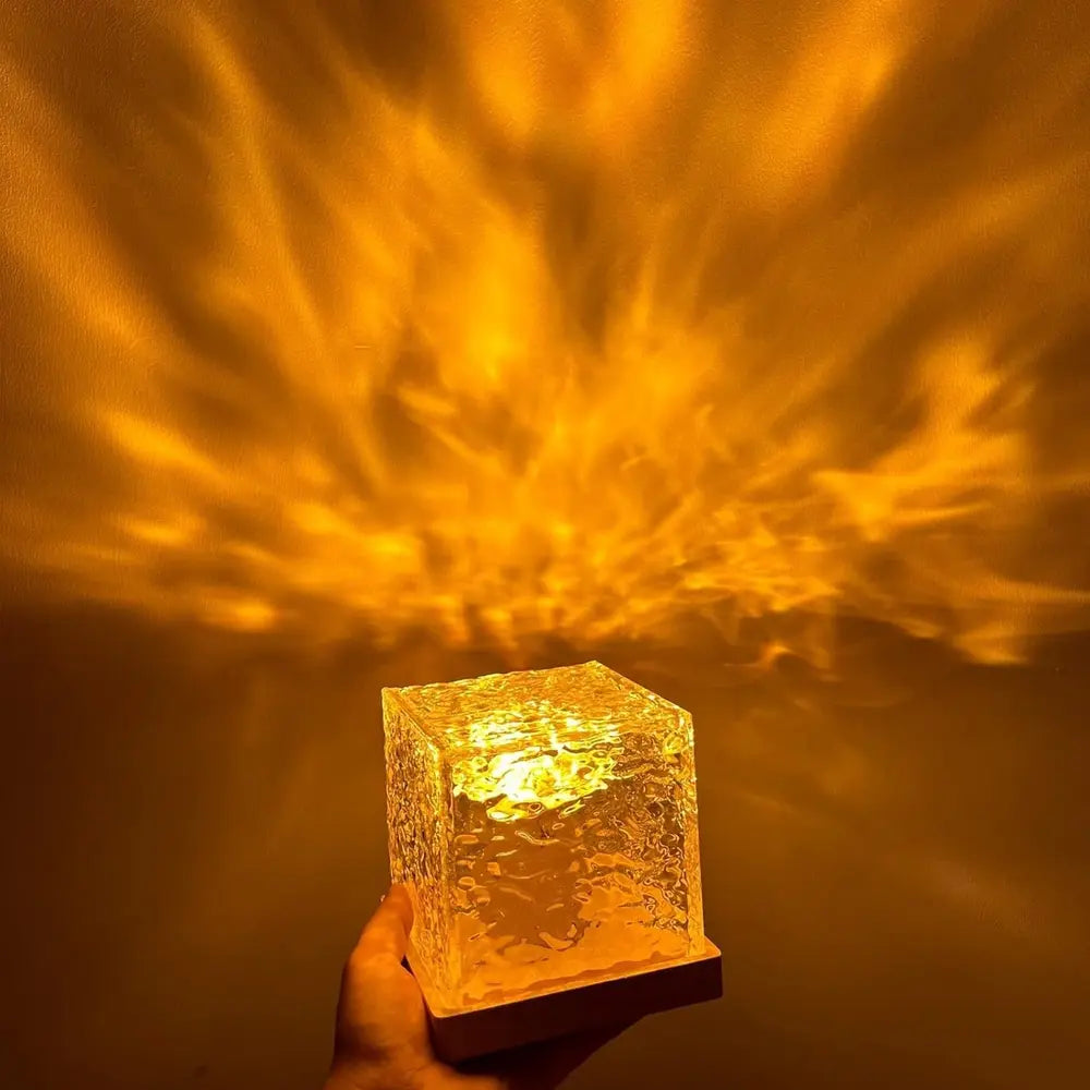 Aurora Borealis Lamp – Wooden Base, Colorful Cube for Bedroom or Living Room Decoration