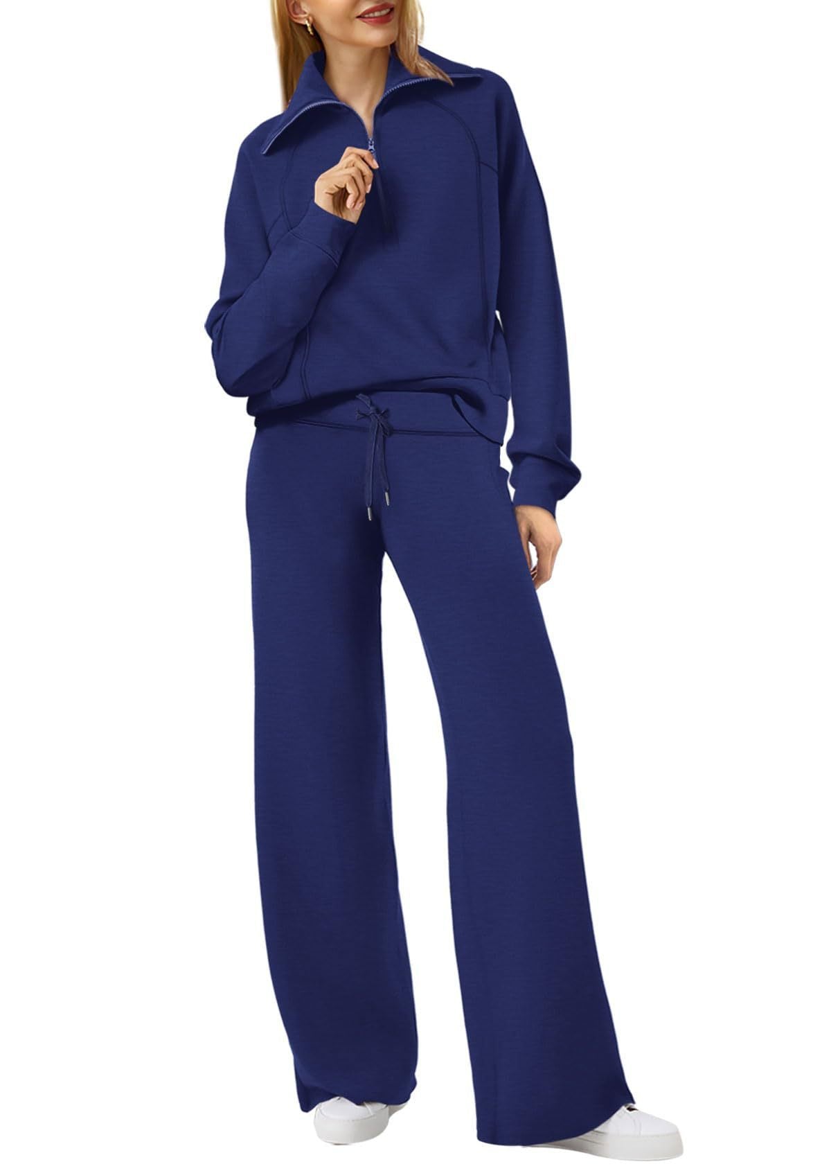 Dame Loungewear Sæt med Halv Lynlås og Bukser