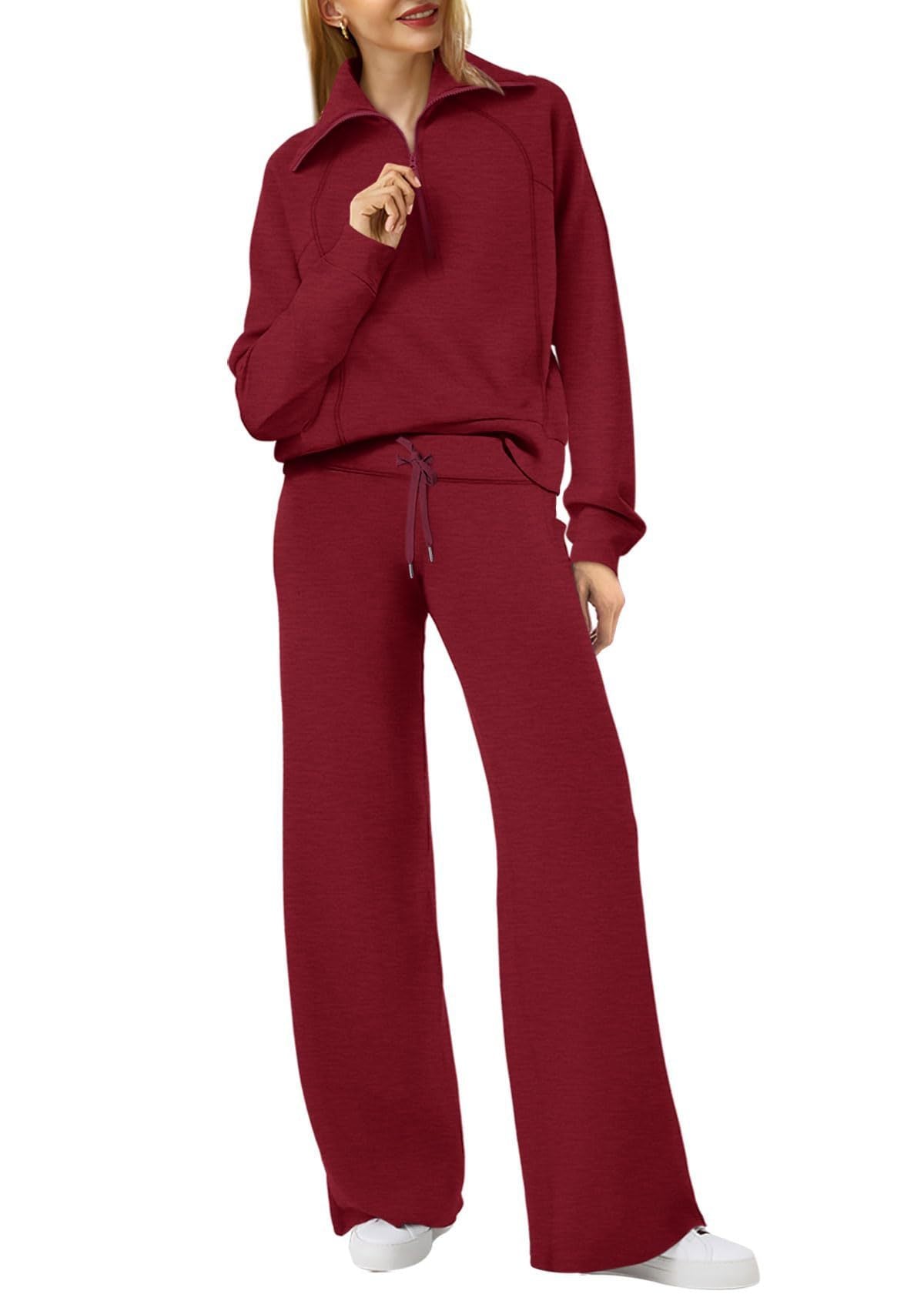Dame Loungewear Sæt med Halv Lynlås og Bukser