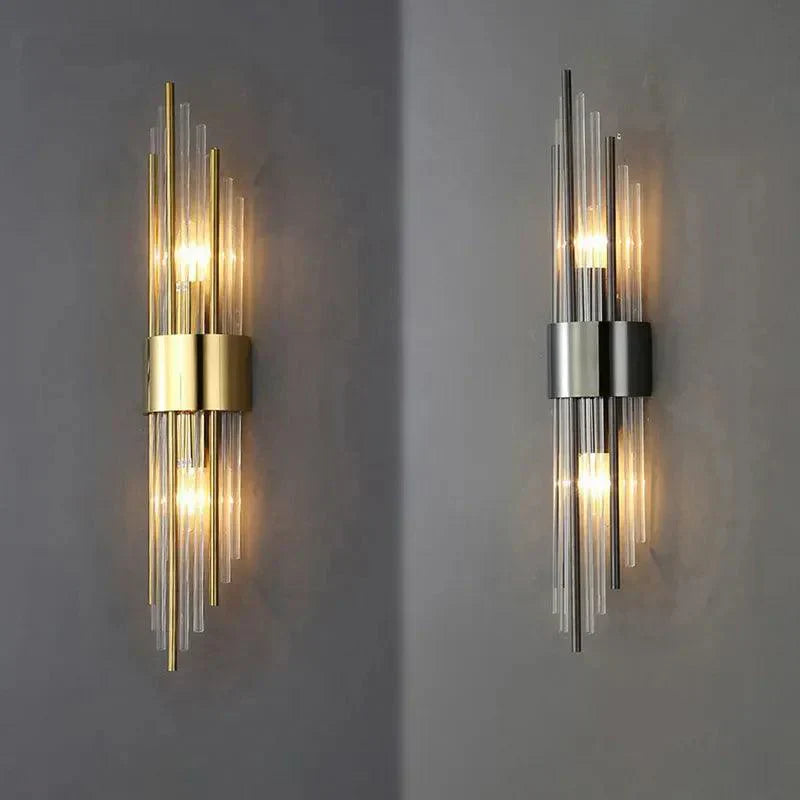Modern Wall Lamp – Black and Gold, Crystal Lighting for Living Room or Bedroom