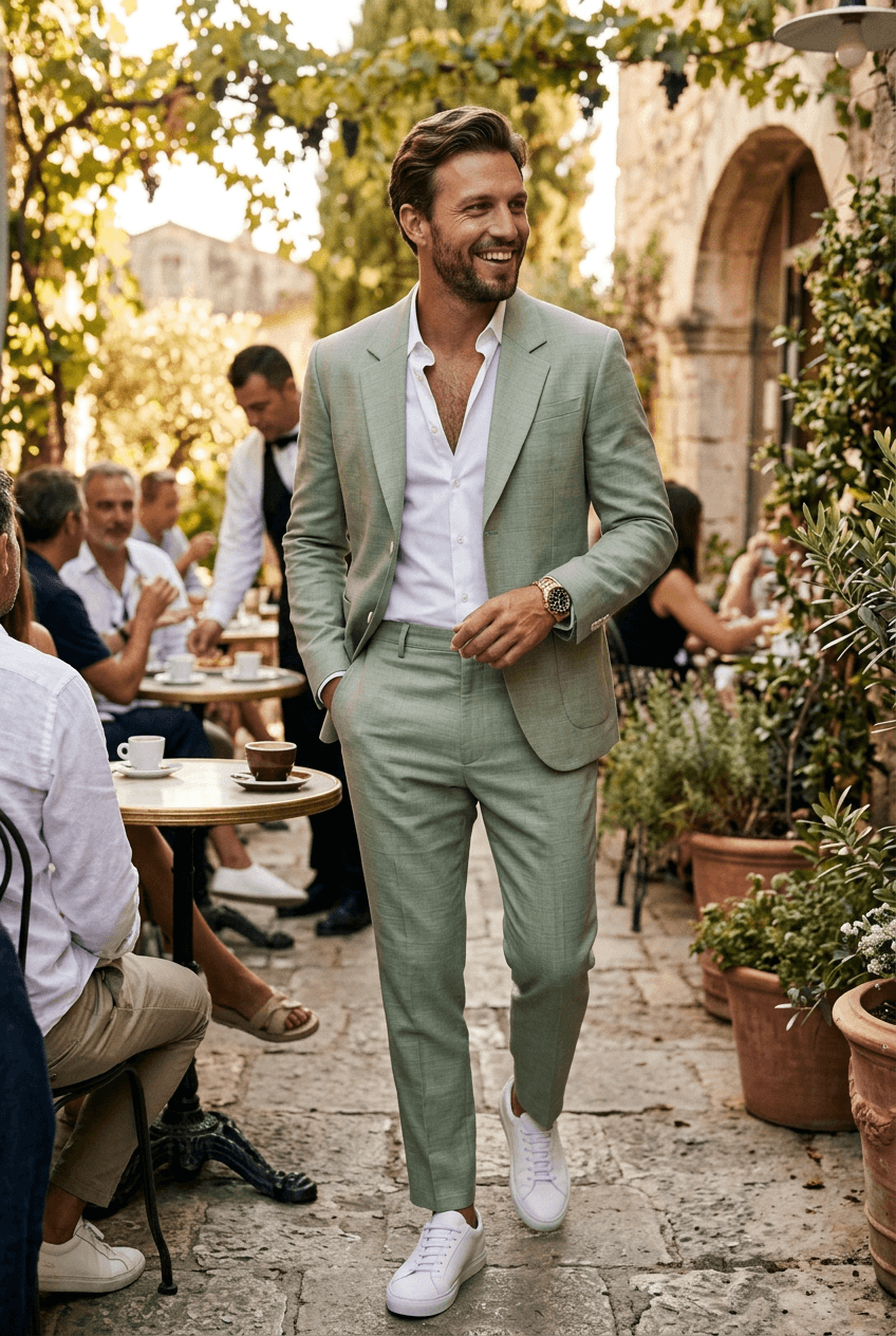 Herresæt Slim Fit To Dele med Hagerevers – Jakke og Bukser