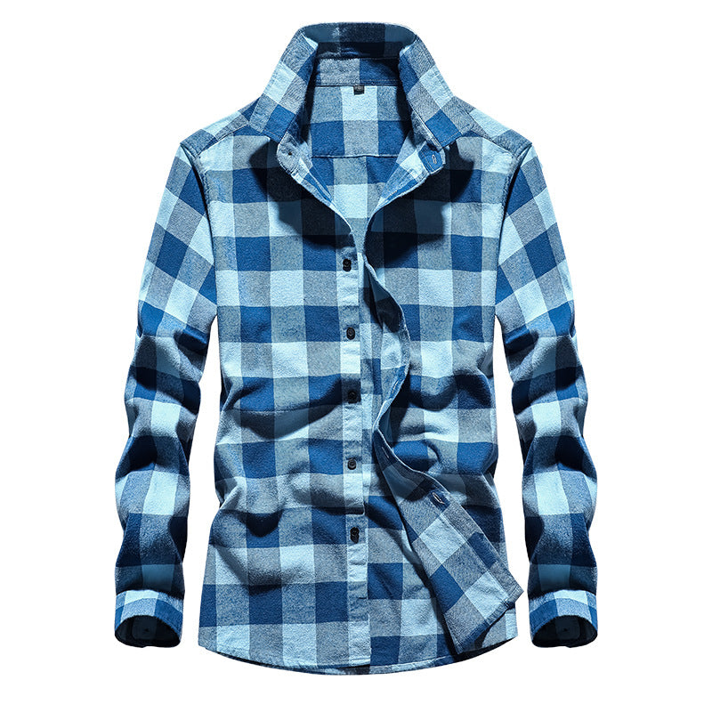Herre Flannelskjorte i Ternet Design med Kent-krave