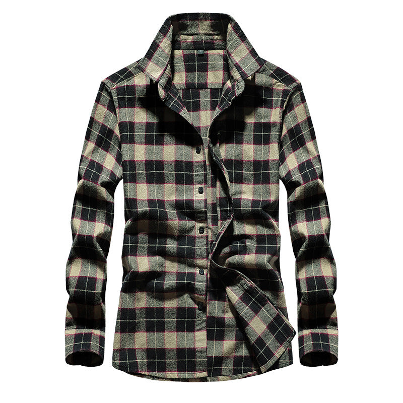 Herre Flannelskjorte i Ternet Design med Kent-krave