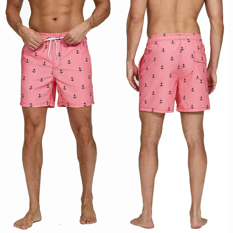 Herre Badeshorts med Print og Lommer – Hurtigtørrende
