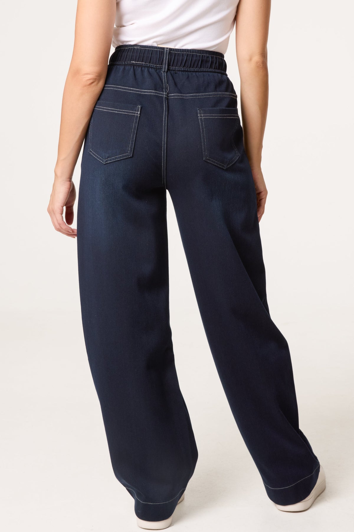Dame Jeans Barrel Leg med Synede Detaljer – Indigo