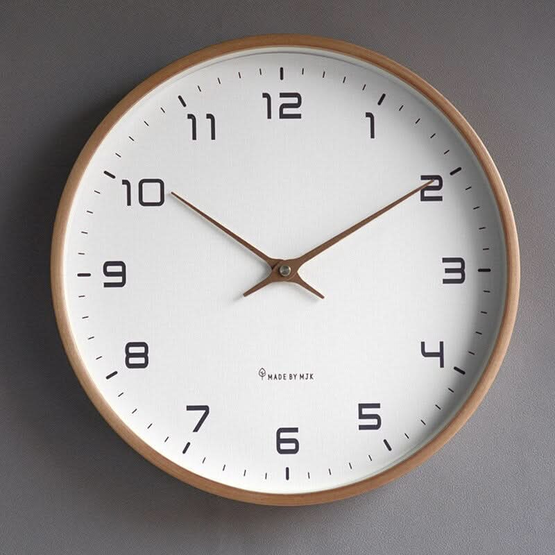 Wood Wall Clock – Natural Finish, Scandinavian Design for Living Room or Bedroom