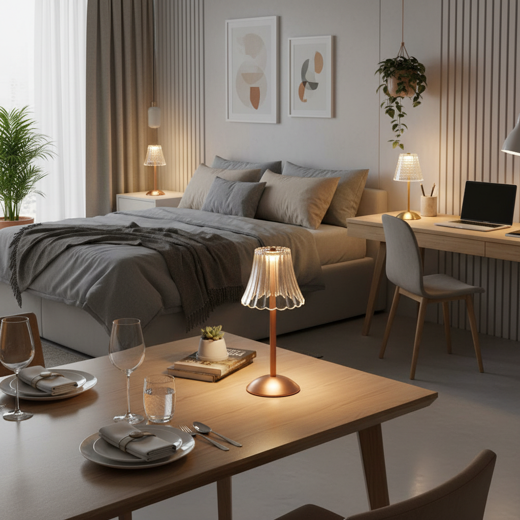 Trådlampe – Vintage Design med Genopladelig LED og Touchbetjening til Stue eller Soveværelse