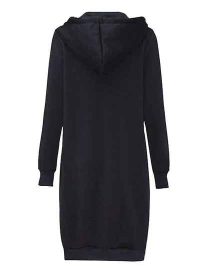 Lang cardigan med hætte til kvinder - Cardigan med hætte og åben front, afslappet fritidstøj til hjemmet og fritiden