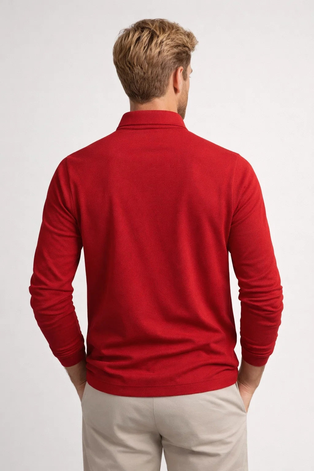 Herre Polo med Lange Ærmer - Klassisk Krave, Slim Fit