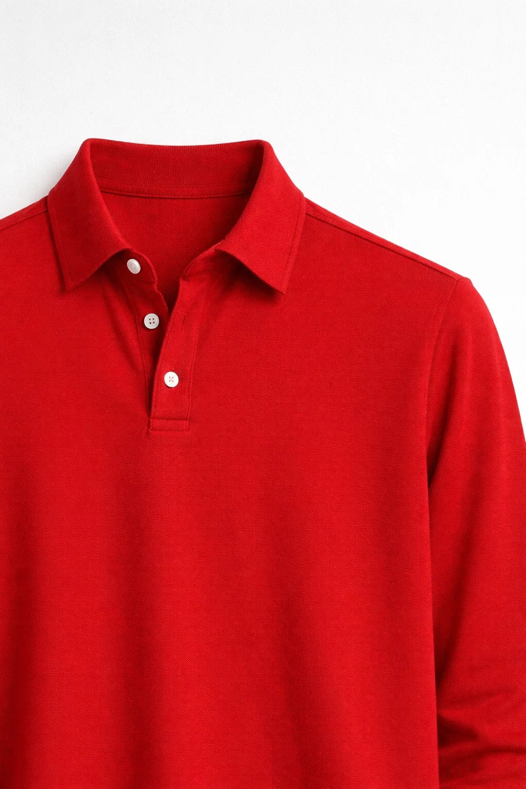 Herre Polo med Lange Ærmer - Klassisk Krave, Slim Fit