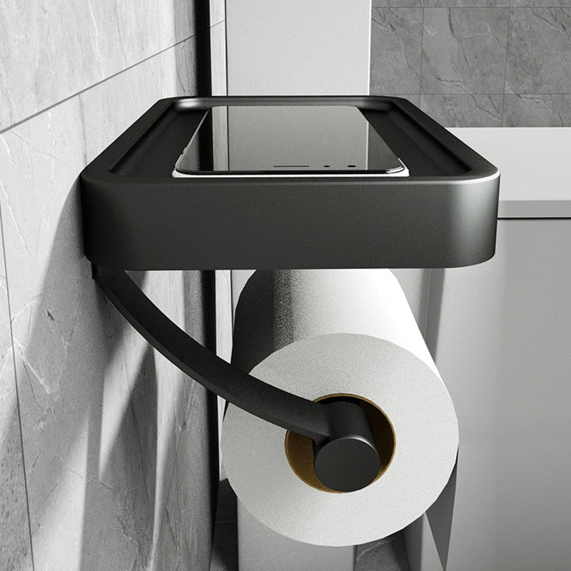 Toiletpapirholder med opbevaringsrum – rustfrit stål, minimalistisk design til badeværelse eller toilet