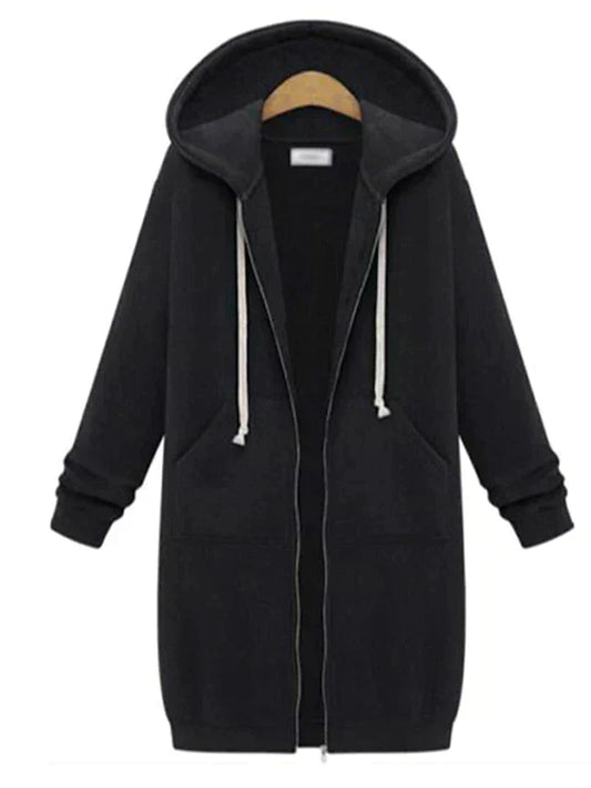 Ladies Long Hooded Cardigan - Open-front Hoodie Cardigan, Casual Loungewear for Home and Leisure
