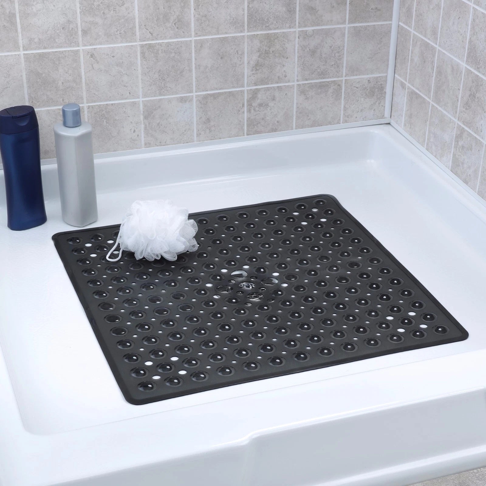 Non-slip Bath Mat – White PVC, Minimalist Design for Bath or Shower Cabin