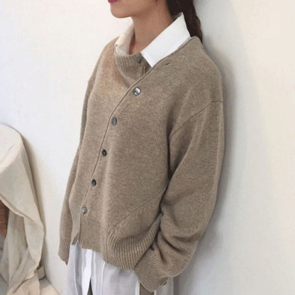 Ladies Cardigan with Button Closure - Knitted Cardigan