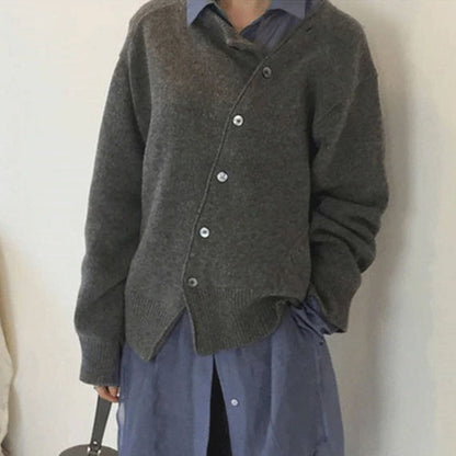 Ladies Cardigan with Button Closure - Knitted Cardigan