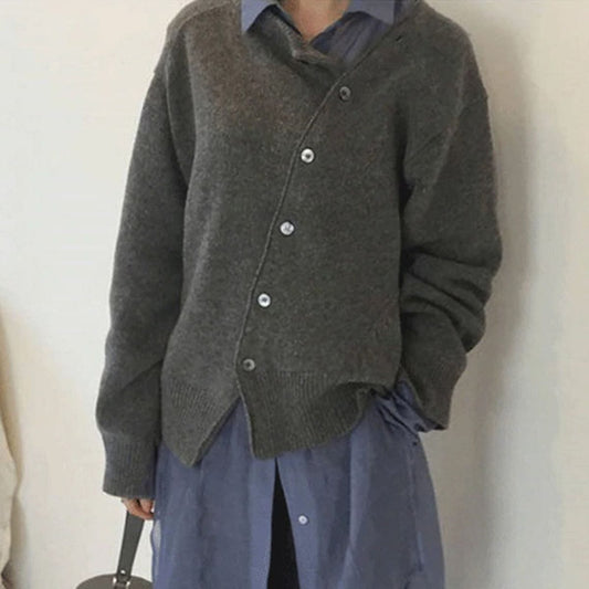 Ladies Cardigan with Button Closure - Knitted Cardigan