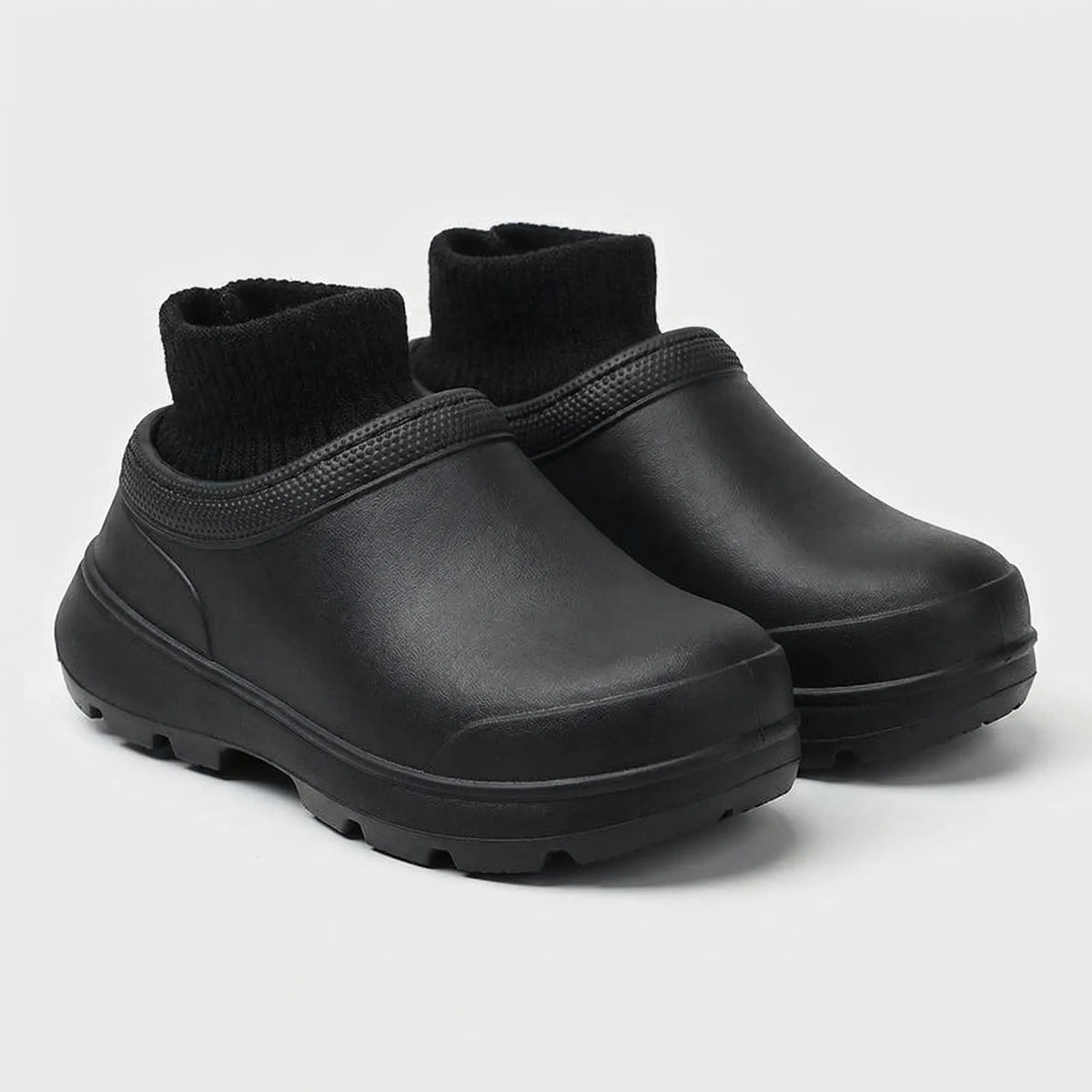 Dame Træsko med Strikket Ankelmanchet - Vandtætte Slip-On Clogs