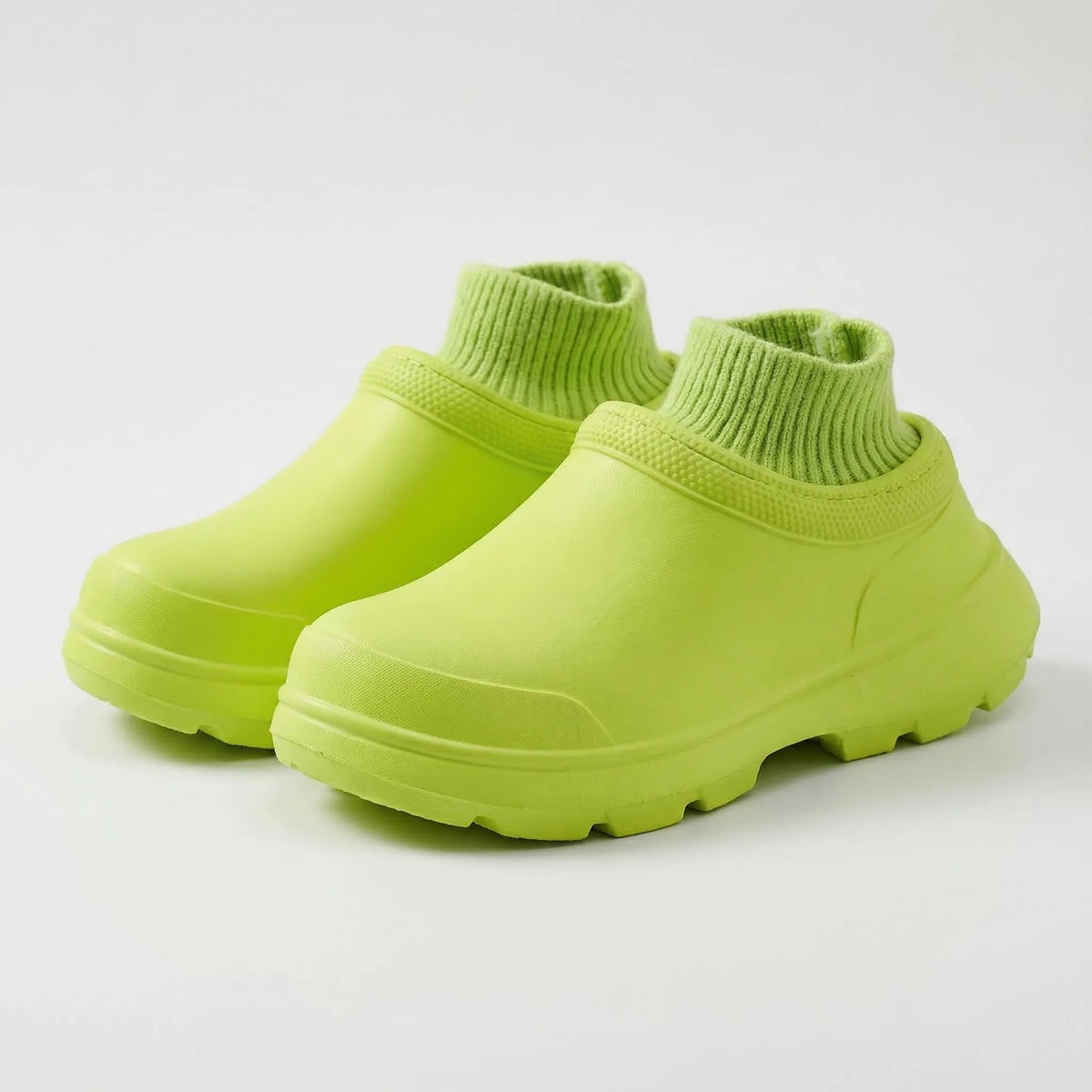 Dame Træsko med Strikket Ankelmanchet - Vandtætte Slip-On Clogs