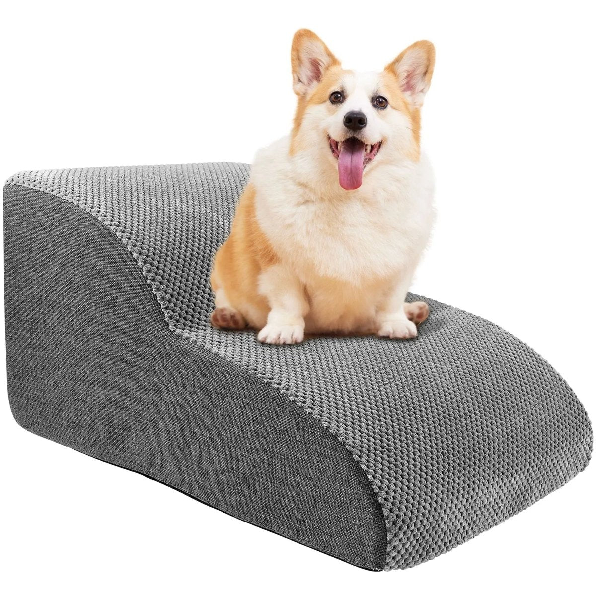 Dog Stairs – Soft Velour with Non-Slip Surface, 2- or 3-Step, for Bed or Sofa